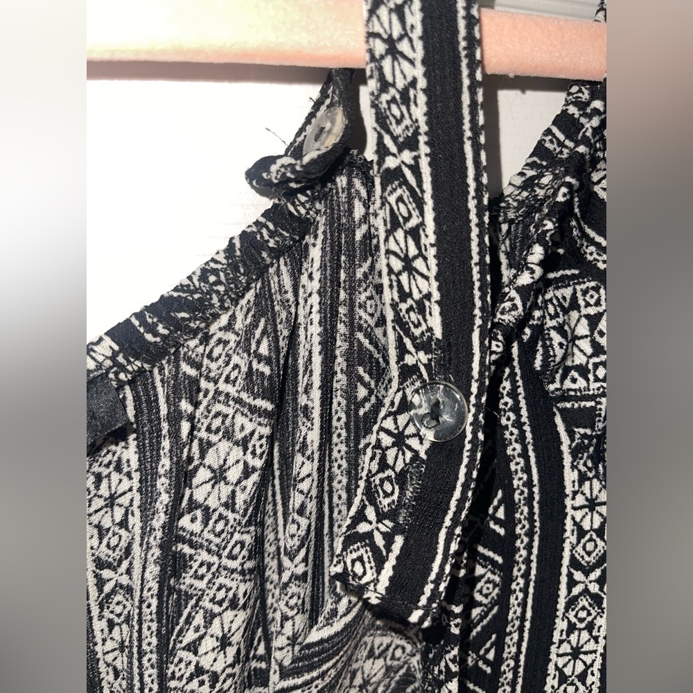As U Wish Black and White Patterned Jumpsuit - Picture 7 of 11